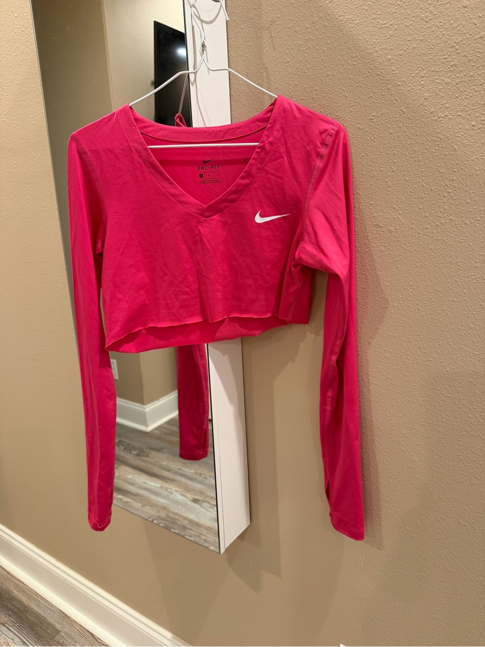 Nike Bright Pink Dri-FIT Cropped Long Sleeve Top